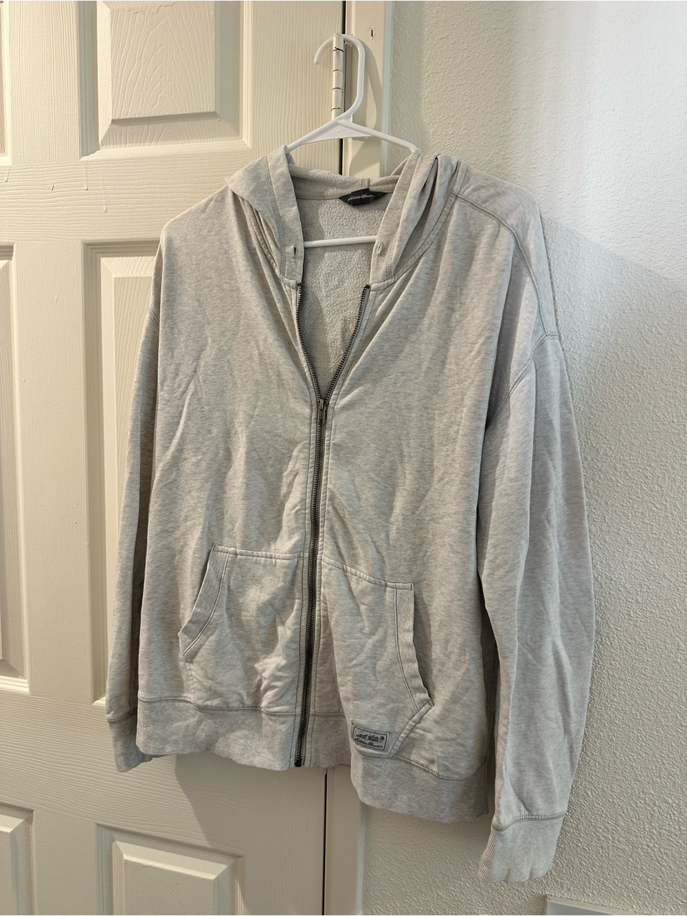 Eddie Bauer Light Gray Zip-Up Hoodie - Classic Everyday Sweatshirt